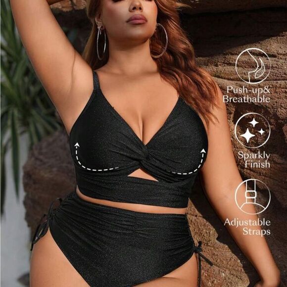 SHEIN Black Twist Front Bikini Top - Picture 3 of 10